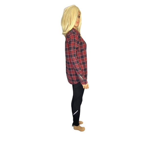 Vans Women's Plaid Flannel Long Sleeve Shirt Red Gray Black Size M - Picture 14 of 16